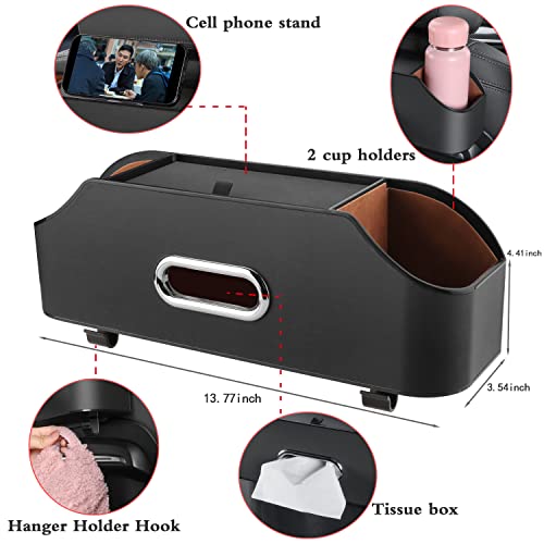 HOLDCY Car Back Seat Organizer with 2 Drink Cup Holder - Tissue Box and Storage Box Hook - Multi-functional Storage - Great for Kids and Travel (Black) - Image 2