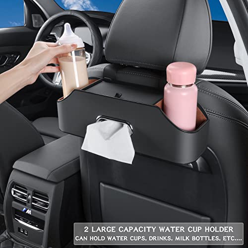 HOLDCY Car Back Seat Organizer with 2 Drink Cup Holder - Tissue Box and Storage Box Hook - Multi-functional Storage - Great for Kids and Travel (Black) - Image 5