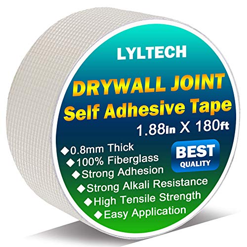LYLTECH Drywall Joint Tape-13 MESH,100% Fiberglass 1.88-Inch X 180Feet,Heavy-Duty Self-Adhesive Wall Crack and Seam Patch - Image 1