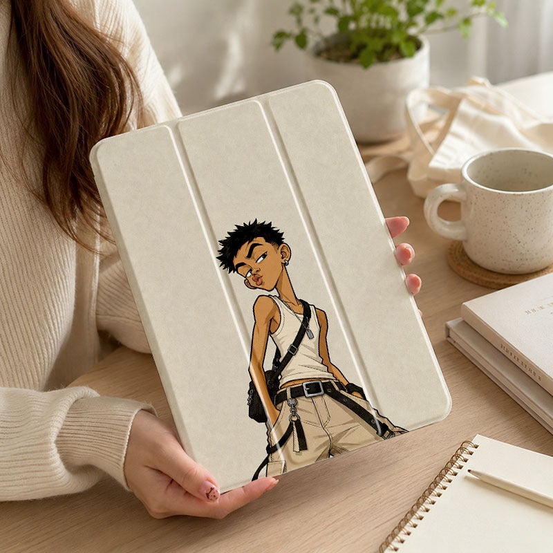 Tablet Case for iPad, Funny Pouting Streetwear Guy, iPad Case Cover for Mini Air Pro 4 5 6 7 8 9 10 11 12, Suitable for 7.9 8.3 9.7 10.2 10.5 10.9 11 12.9 13 inch Shockproof Anti-Scratch Clear with Stand - Image 5