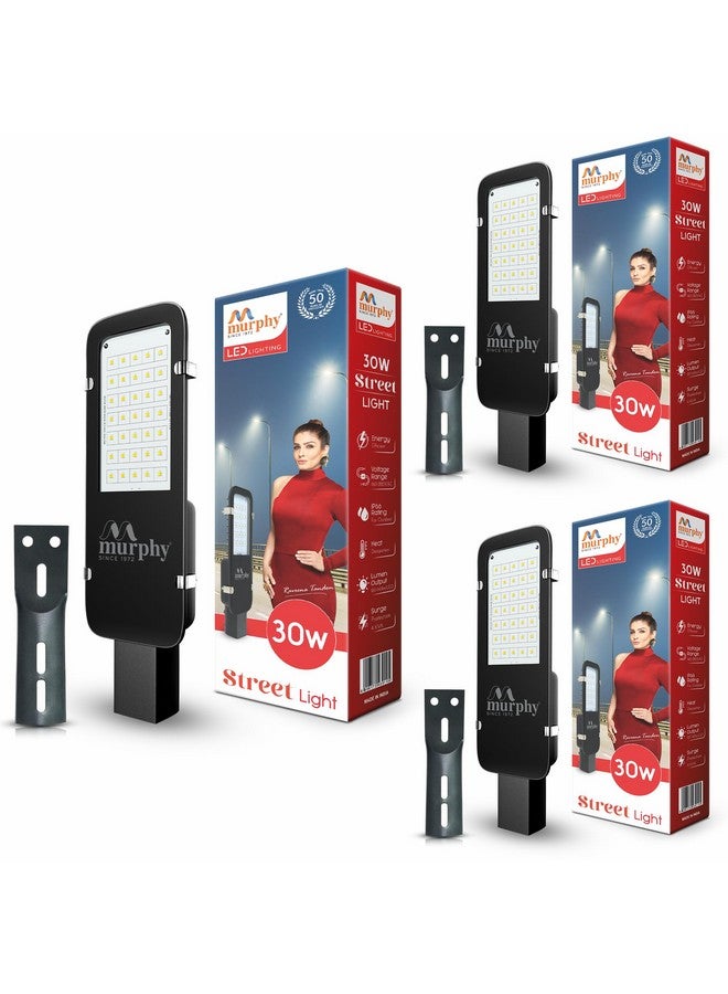 Murphy LED 30W IP-65 BIS Approved Waterproof Outdoor Street Light, Cool White, Pack of 3 - Image 1