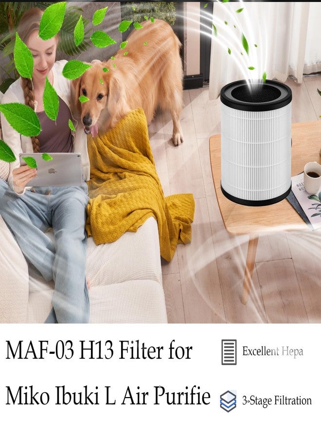 DAODEFUL MAF-03 H13 Air Filter for Miko Ibuki L Air Purifier MA-03 MA-03CW Part MAF-03 with Activated Carbon & HEPA Filter 3 Stage Filtration - 2 Pack - Image 2