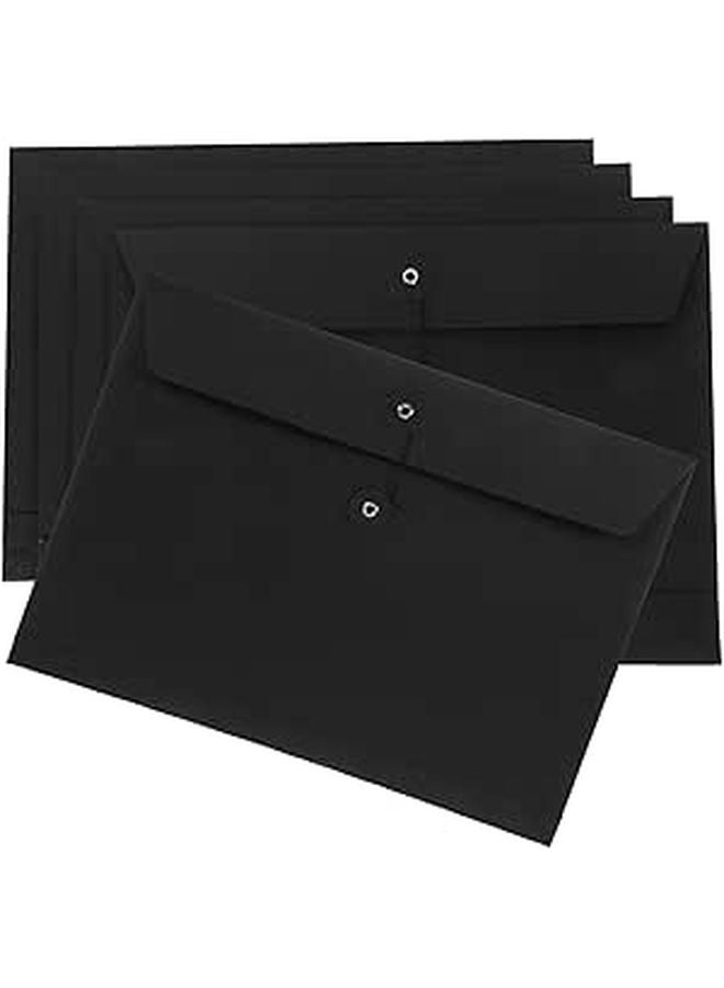 Kraft Paper File Pockets With String Closure A4 Document Holder Bags 34x25x4cm For Office School Filing - Image 1