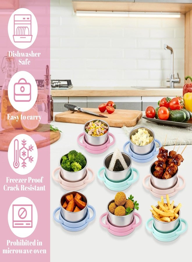 VZZNN 8 Pack Stainless Steel Snack Containers for Kids with Spill-Proof Silicone Lids & Handles - 3-in-1 Snack Cups for Toddlers Spill Proof | Dishwasher Safe, BPA-Free On-the-Go Kids Snack Containers Box - Image 3