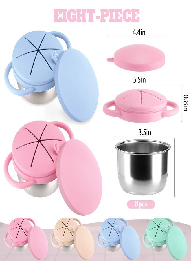 VZZNN 8 Pack Stainless Steel Snack Containers for Kids with Spill-Proof Silicone Lids & Handles - 3-in-1 Snack Cups for Toddlers Spill Proof | Dishwasher Safe, BPA-Free On-the-Go Kids Snack Containers Box - Image 2