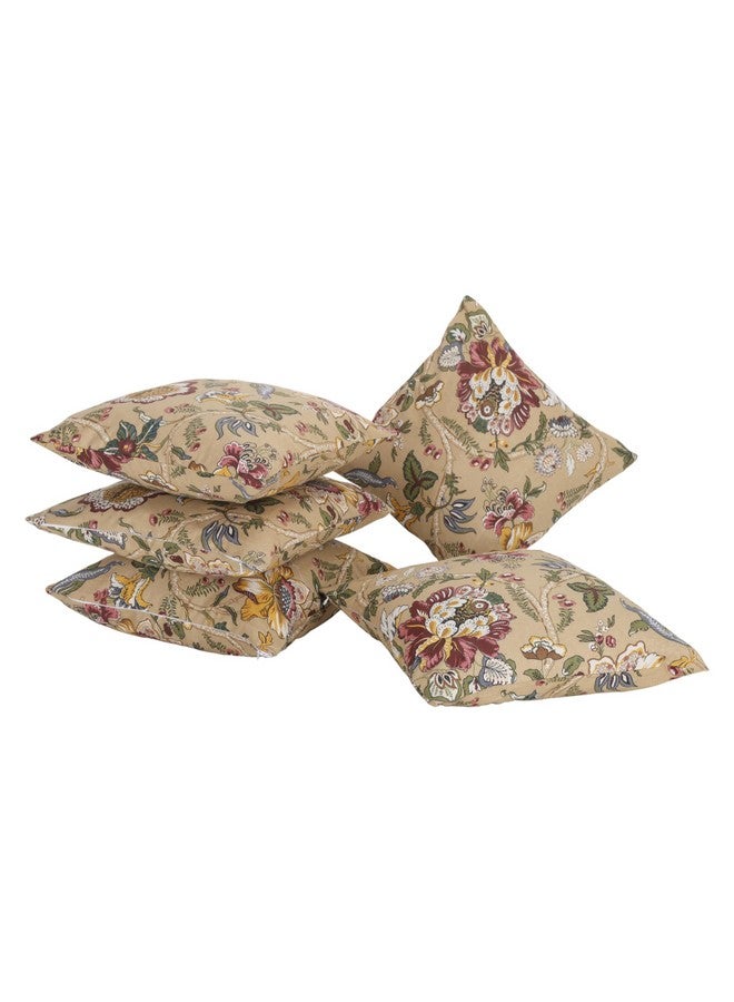 Clasiko Cotton Cushion Covers Set of 5; 18x18 Inches; Floral Fushion - Image 3