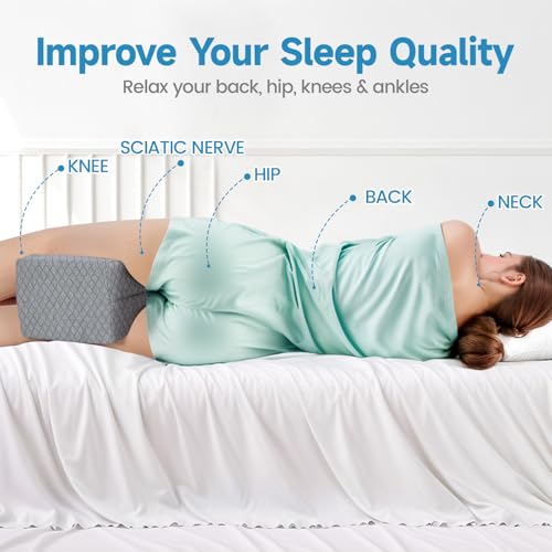 SweetSlubr Memory Foam Knee Pillow for Side Sleepers, Support Leg Pillow for Side Sleeping, Smooth Spine Alignment Pillow, Cushion for Hip, Back, Sciatica, Knee, Joints Pain Relief, Gray - Image 5