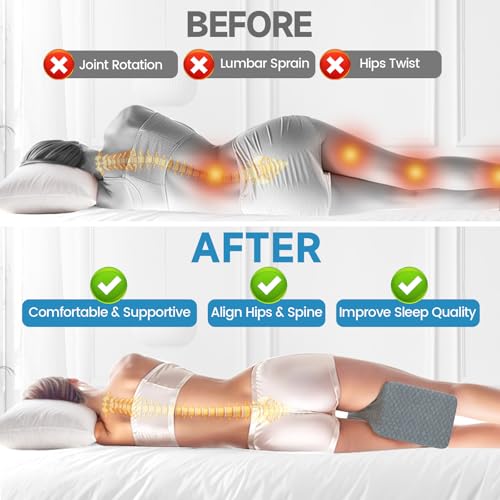 SweetSlubr Memory Foam Knee Pillow for Side Sleepers, Support Leg Pillow for Side Sleeping, Smooth Spine Alignment Pillow, Cushion for Hip, Back, Sciatica, Knee, Joints Pain Relief, Gray - Image 4