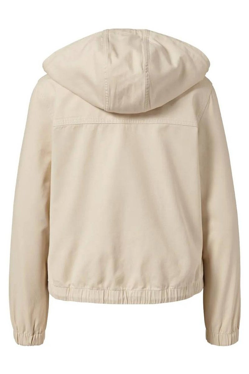 Tchibo Women Hooded Full Zip Solid Woven Jacket, Sandy - Image 3