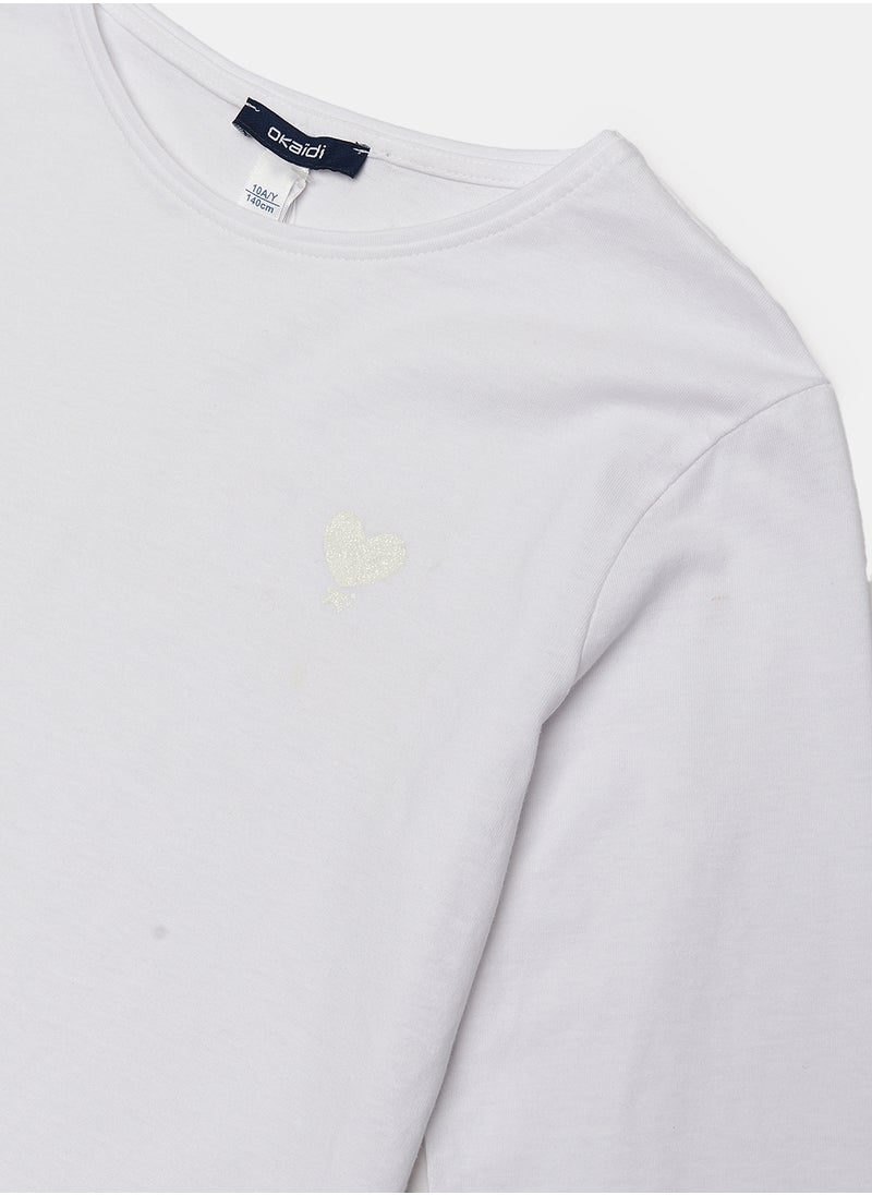 Okaidi White T-Shirt for Girls  - Image 3