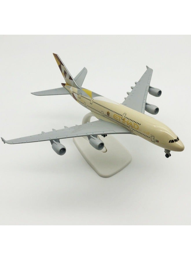 general 20cm Alloy Airplane Tabletop Display Model 1:200 Scale Etihad A380 Airplane Model Ornaments Toys Furniture Decorations Collection Gifts - Image 2