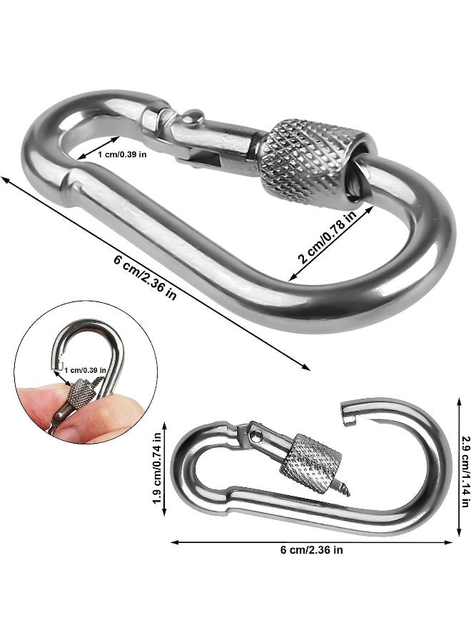Biella Biella™ 2Pcs 6mm  Safe Lock Carabiner Clip – GI Heavy Duty Spring Snap Clip Screw Lock Hooks for Outdoor Climbing, Hiking Camping, Gym, Boating, Hang Plants, Hammocks etc  - Image 2