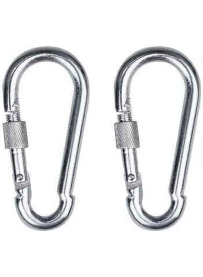 Biella Biella™ 2Pcs 6mm  Safe Lock Carabiner Clip – GI Heavy Duty Spring Snap Clip Screw Lock Hooks for Outdoor Climbing, Hiking Camping, Gym, Boating, Hang Plants, Hammocks etc  - Image 1