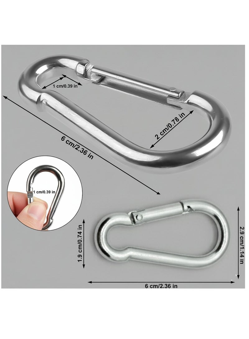 Biella™ 2Pcs 6mm  Safe Lock Carabiner Clip – GI Heavy Duty Spring Snap Clip Screw Lock Hooks for Outdoor Climbing, Hiking Camping, Gym, Boating, Hang Plants, Hammocks etc - Image 2