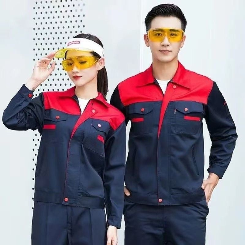 Thick Work Clothes Double-Layer Men's Tooling Dirt-Resistant Wear-Resistant suit Long-Sleeved Labor Suit Autumn and Winter Printing Factory Clothes with Shoulder - Image 2