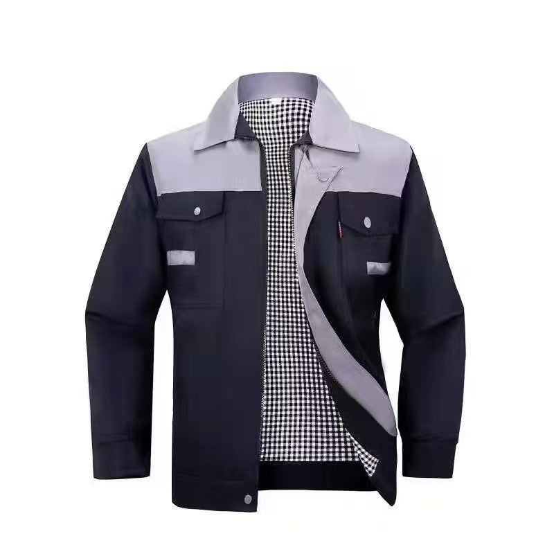 Thick Work Clothes Double-Layer Men's Tooling Dirt-Resistant Wear-Resistant suit Long-Sleeved Labor Suit Autumn and Winter Printing Factory Clothes with Shoulder - Image 1