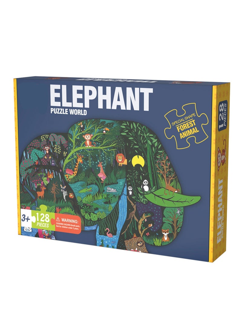 ألعاب ألغاز تعليمية لطيفة للأطفال من الرسوم المتحركة، هدايا للأطفال، هدايا تذكارية لمشاركة أعياد الميلاد، ألعاب ألغاز تعليمية معلبة، هدايا رياض الأطفال، مناسبة للأطفال فوق سن ثلاث سنوات للعب (128 قطعة من الفيل) - Image 1