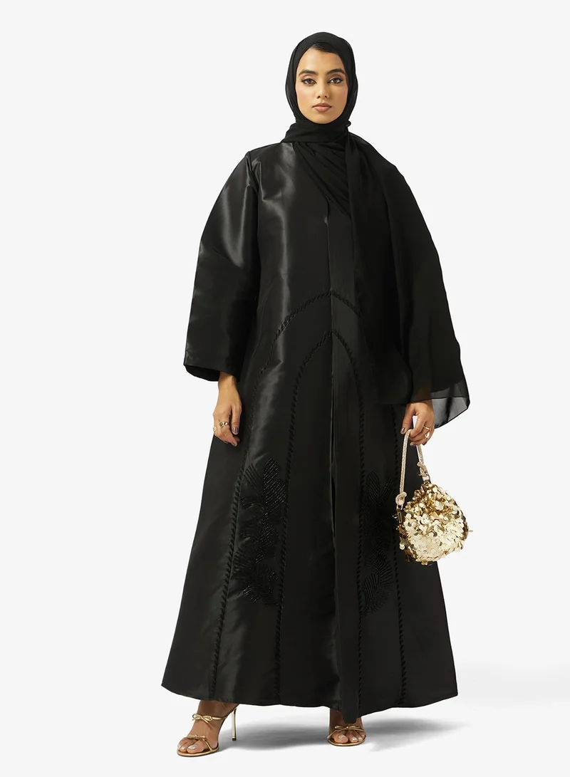 hayas closet  Black Embellished Abaya With Sheila for Women | Best Price UAE