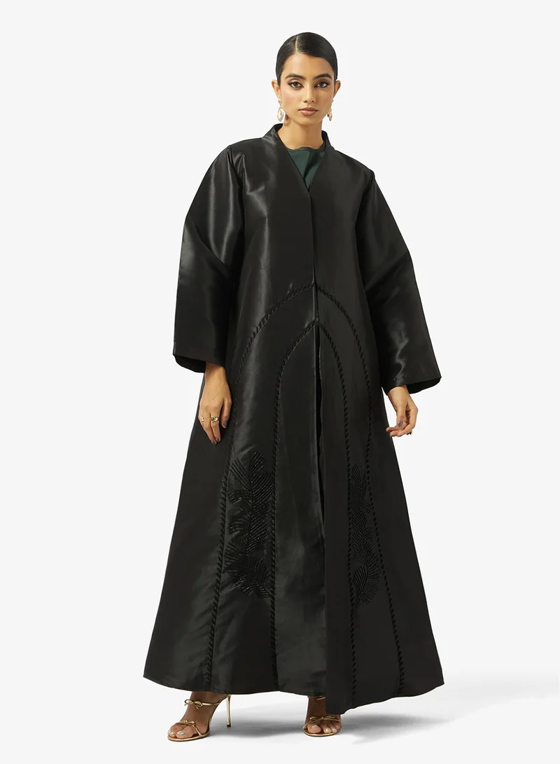 hayas closet  Black Embellished Abaya With Sheila for Women | Best Price UAE