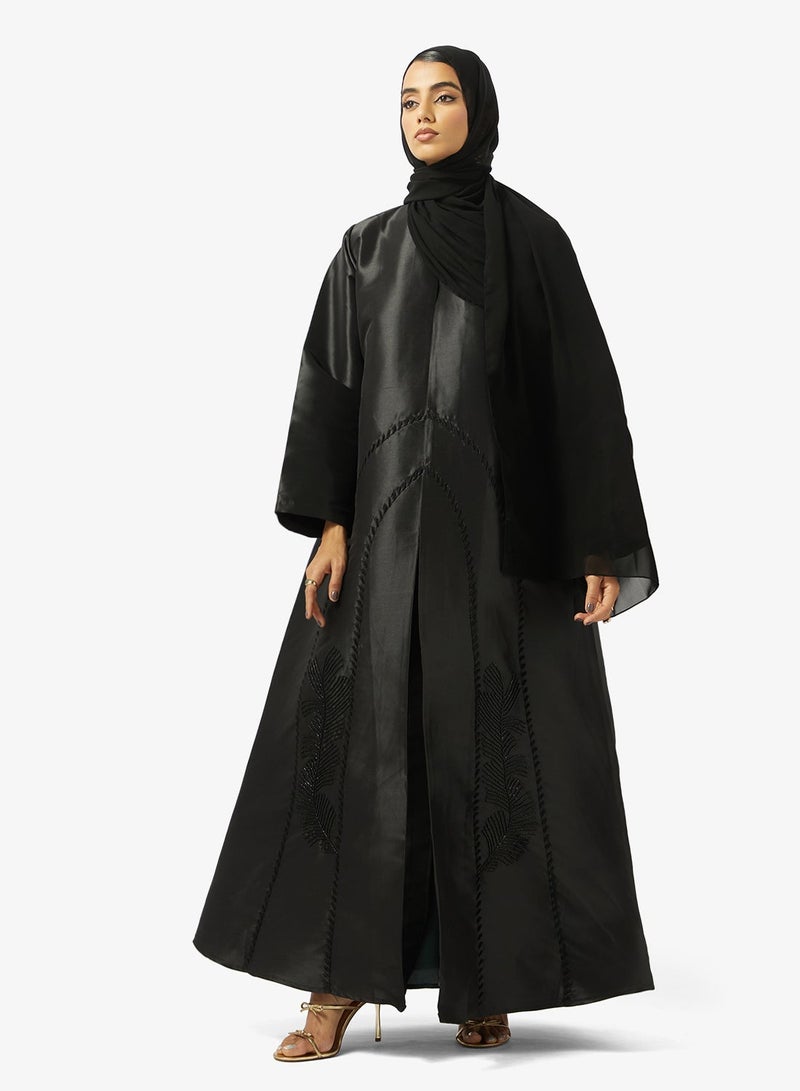 hayas closet Black Embellished Abaya With Sheila - Image 2