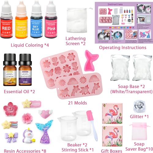Golray Soap Making Craft Kit for Kids Girl Toys Make 40 Pcs Soap Supplies with UnicornMermaidButterfly Model 2 Essential Oil DIY Science Art and Craft Kit for Kid Girl Age 57 812 Year Old Gift - Image 5