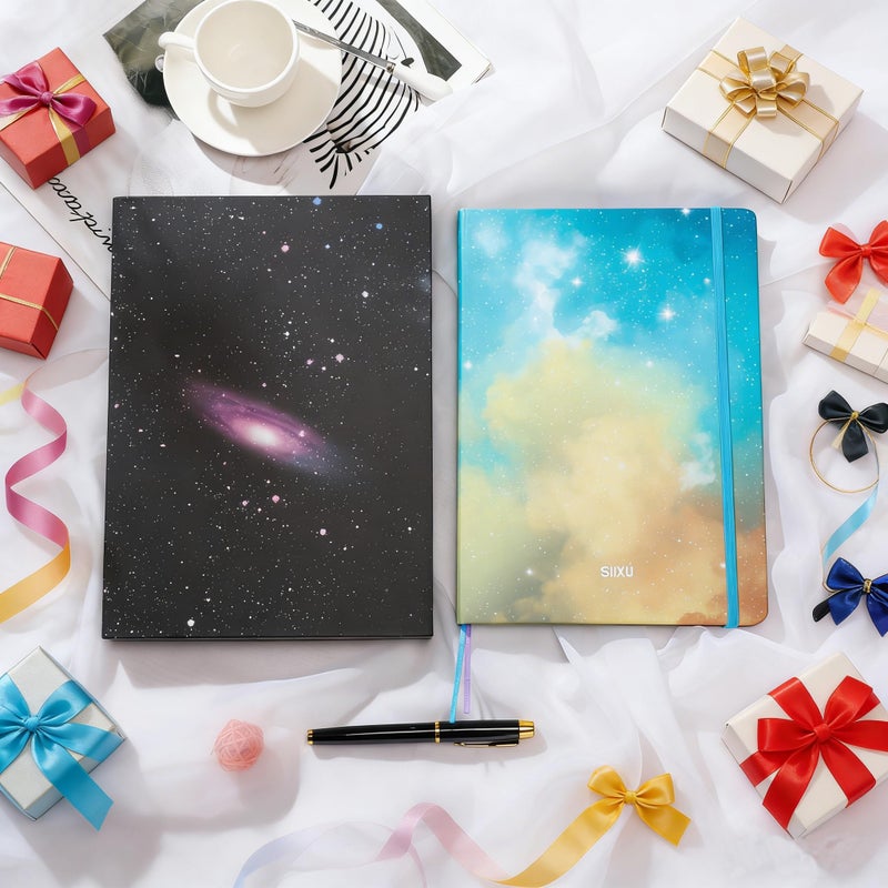 SIIXU Starry Sky Writing Journal for Women, Men, Unique Colorful Blank Notebook for Daily Notes, Gratitude, Dreams or Planning, 7.5â€ x 10.2", 160 Pages, 2 Bookmarks, Large, Hardcover, Unlined - Image 3