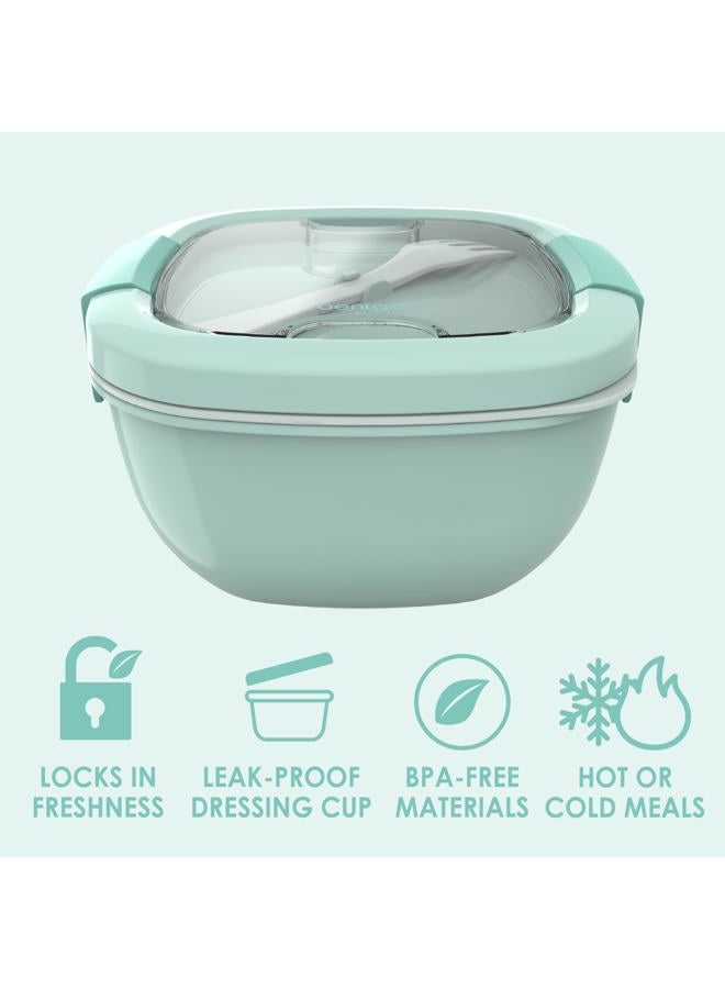 Bentgo ® Salad - Stackable Lunch Container with Large 54-oz Salad Bowl, 4-Compartment Bento-Style Tray for Toppings, 3-oz Sauce Container for Dressings, Built-In Reusable Fork & BPA-Free (Coastal Aqua) - Image 3