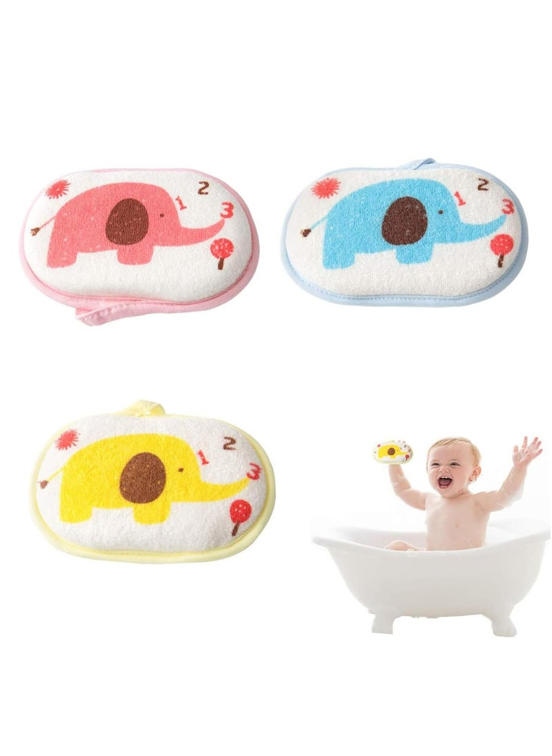 CMGTYYD 3 PCS Baby Bath Sponge Set, Baby Shower Sponge Soft with Pure Cotton, Baby Bath Sponge, Cartoon Animal Infants Bath Sponge for Sensitive Skin  - Image 1