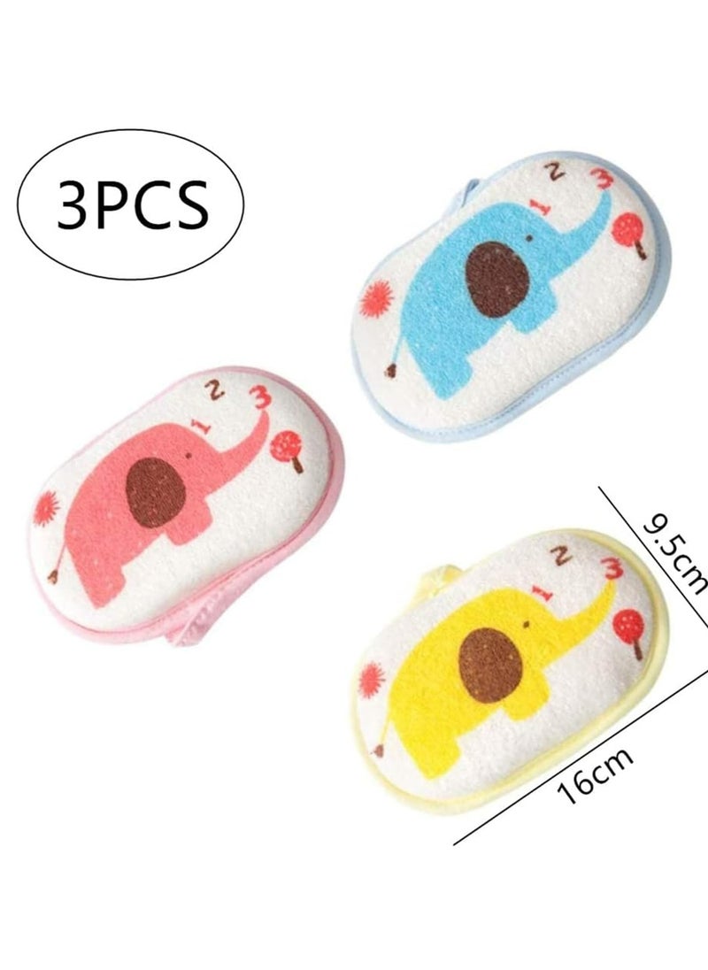 CMGTYYD 3 PCS Baby Bath Sponge Set, Baby Shower Sponge Soft with Pure Cotton, Baby Bath Sponge, Cartoon Animal Infants Bath Sponge for Sensitive Skin  - Image 5
