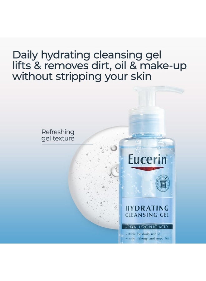 Eucerin, Face, Hydrating Cleansing Gel + Hyaluronic Acid, Fragrance Free  200 ml - Image 2