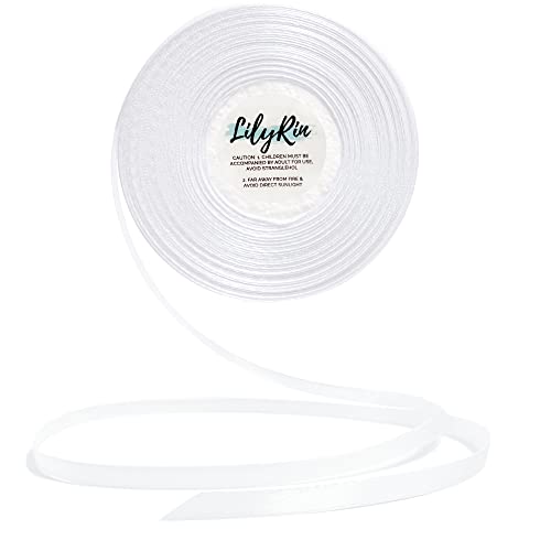 LilyRin White Ribbon 1/4 Inches 36 Yards Satin Roll Perfect for Scrapbooking, Art, Wedding, Wreath, Baby Shower, Packing Birthday, Wrapping Christmas Gifts or Other Projects - Image 1