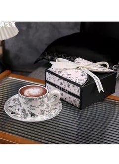 JOSQUEWNN Vintage Floral Ceramic Coffee Mug with Saucer , 300ML British Tea Cup set ,Porcelain Modern water Cups for Office and home , Gift Box for women Birthday  - Image 3
