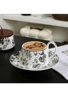 JOSQUEWNN Vintage Floral Ceramic Coffee Mug with Saucer , 300ML British Tea Cup set ,Porcelain Modern water Cups for Office and home , Gift Box for women Birthday  - Image 4