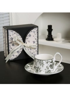 JOSQUEWNN Vintage Floral Ceramic Coffee Mug with Saucer , 300ML British Tea Cup set ,Porcelain Modern water Cups for Office and home , Gift Box for women Birthday  - Image 5