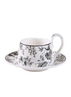 JOSQUEWNN Vintage Floral Ceramic Coffee Mug with Saucer , 300ML British Tea Cup set ,Porcelain Modern water Cups for Office and home , Gift Box for women Birthday  - Image 2