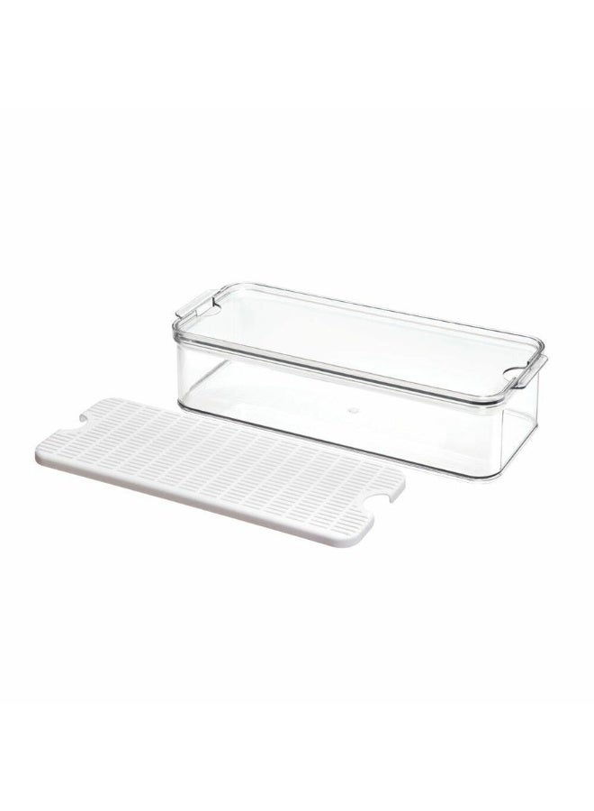 iDesign Crisp Stackable Refrigerator and Pantry Produce Crisp Bin, Clear/White - Image 4