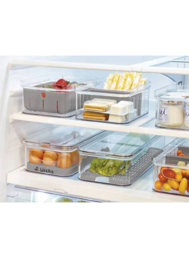 iDesign Crisp Stackable Refrigerator and Pantry Produce Crisp Bin, Clear/White - Image 2