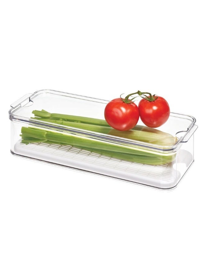 iDesign Crisp Stackable Refrigerator and Pantry Produce Crisp Bin, Clear/White - Image 5