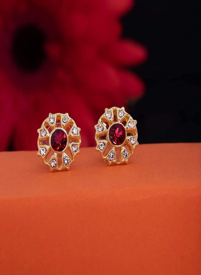 Estele Gehena Traditional Stud Earrings For Women - Pack Of 2 Pairs (White & Red), One Size - Image 4