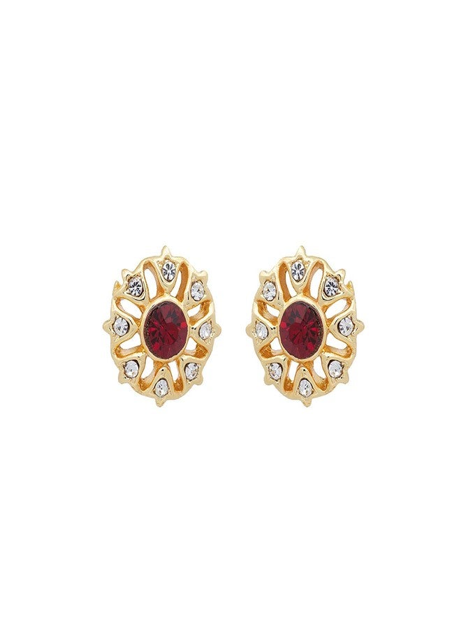 Estele Gehena Traditional Stud Earrings For Women - Pack Of 2 Pairs (White & Red), One Size - Image 3