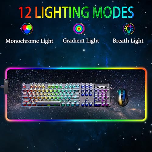Armanza RGB Gaming Mouse Pad, Large Mousepad with Led Light, Keyboard Pad Gaming Accessories for Desk, Non-Slip Rubber Base Big Mouse Mat for Gamer, 31.5 X 11.8 Inch, Galaxy - Image 2