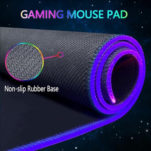 Armanza RGB Gaming Mouse Pad, Large Mousepad with Led Light, Keyboard Pad Gaming Accessories for Desk, Non-Slip Rubber Base Big Mouse Mat for Gamer, 31.5 X 11.8 Inch, Galaxy - Image 5