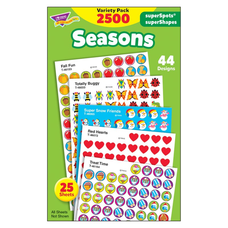 Trend Enterprises Trend Seasons superSpots/superShapes Variety Pack, Classroom Incentives, 2500 Count - Image 1