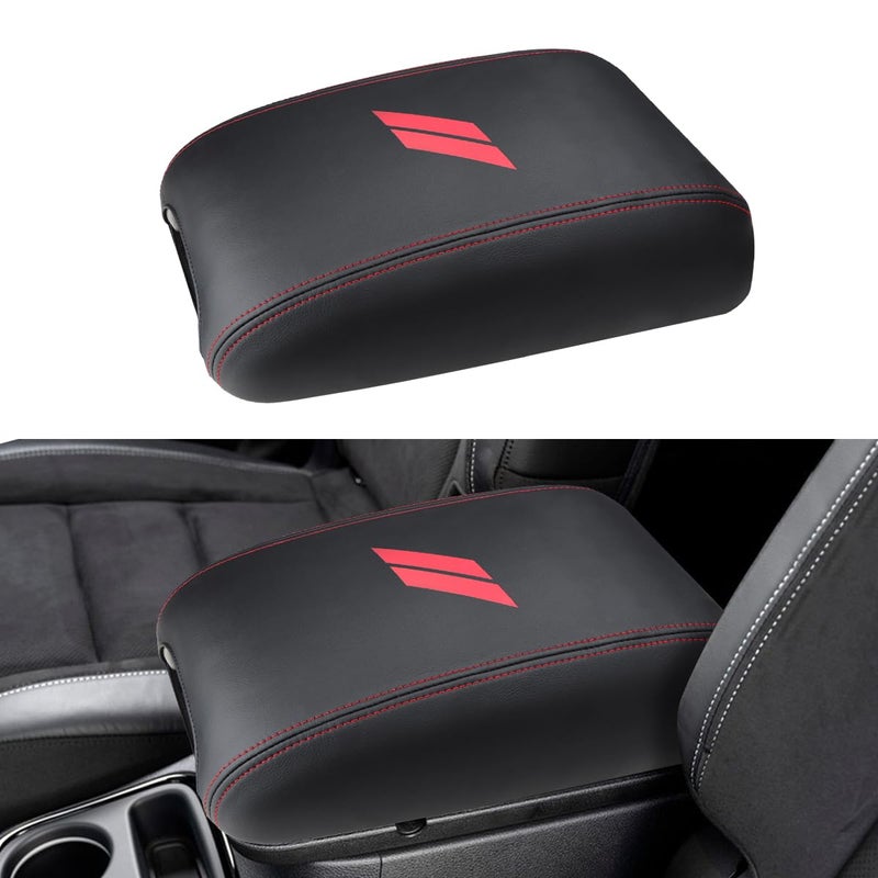 INTGET Car Rear Armrest Cover for Dodge Durango Accessories 20112023 Leather Middle Center Console Arm Rest Box Lid Seat Protector Cushion Saver Red Stitches 20112023