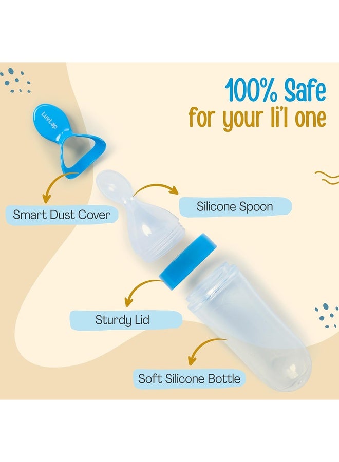 Luvlap Feeding Spoon with Squeezy Food Grade Silicone Feeder Bottle, for Infant Baby, 90ml, BPA Free - Image 2