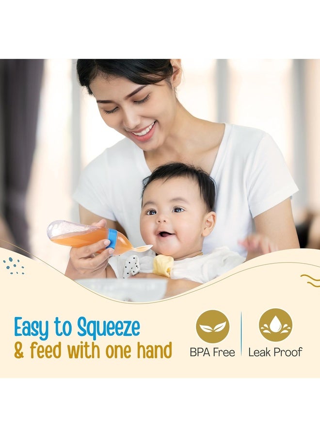 Luvlap Feeding Spoon with Squeezy Food Grade Silicone Feeder Bottle, for Infant Baby, 90ml, BPA Free - Image 3