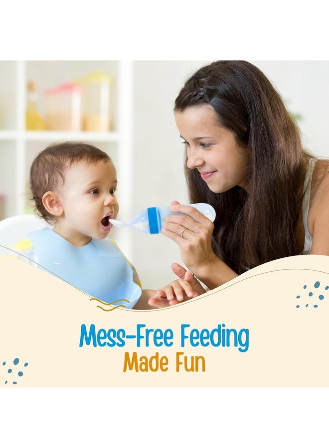 Luvlap Feeding Spoon with Squeezy Food Grade Silicone Feeder Bottle, for Infant Baby, 90ml, BPA Free - Image 5