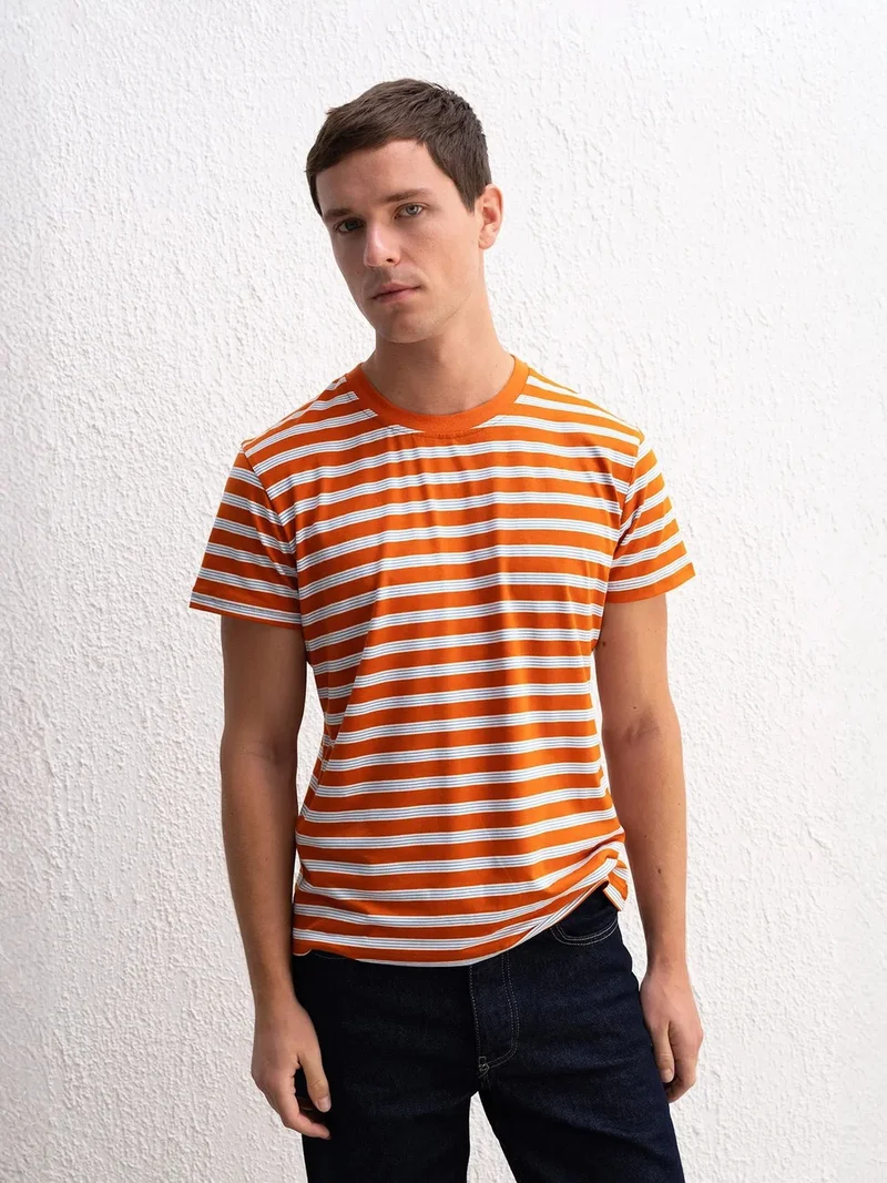 Giesto GIESTO Slim Fit Striped Crew Neck T-Shirt