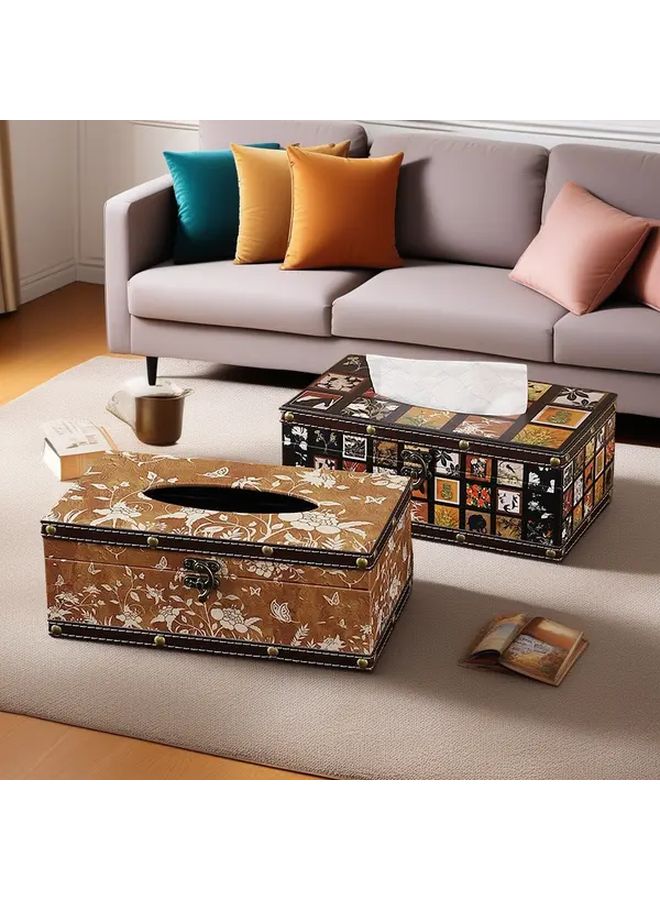 Chinese Style Camellia Vintage Nordic Wooden Tissue Box Holder Bathroom Living Room Decor - Image 2