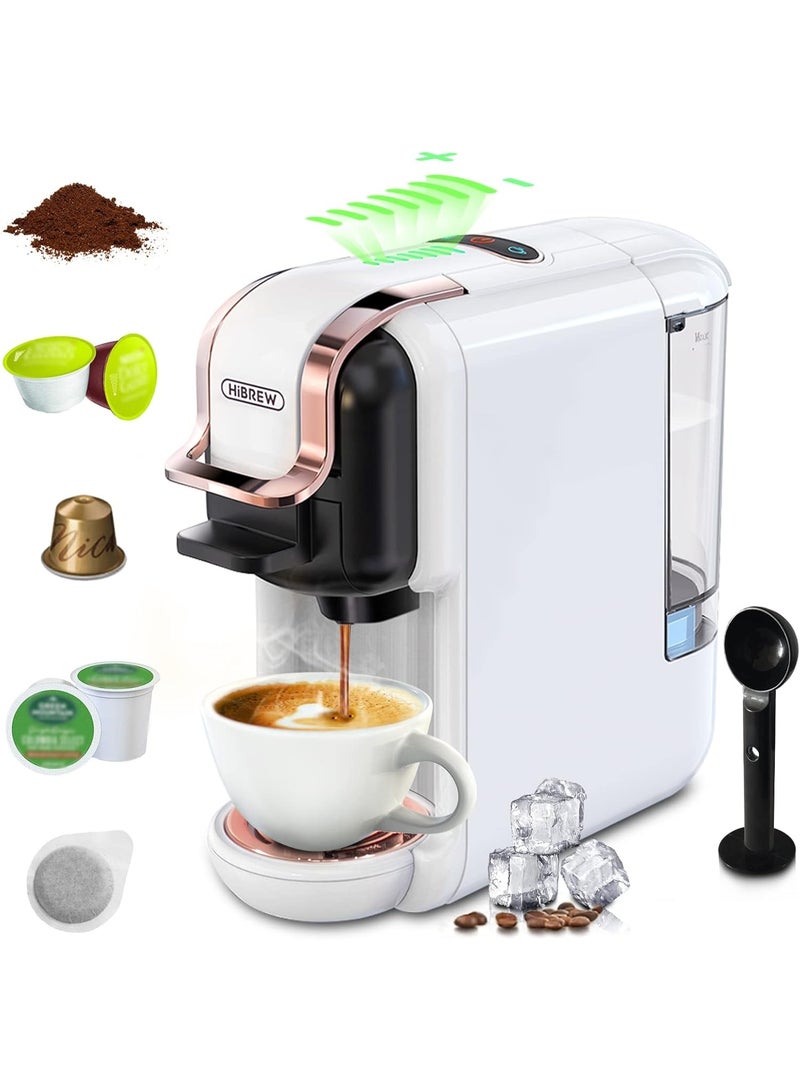 هيبرو ماكينة تحضير القهوة HiBREW H2B 5 في 1 - متوافقة مع 4 كبسولات قهوة بالإضافة إلى مسحوق الإسبريسو، تُحضّر القهوة المثلجة والإسبريسو والكابتشينو. ماكينة قهوة للمطابخ الفندقية - Image 1